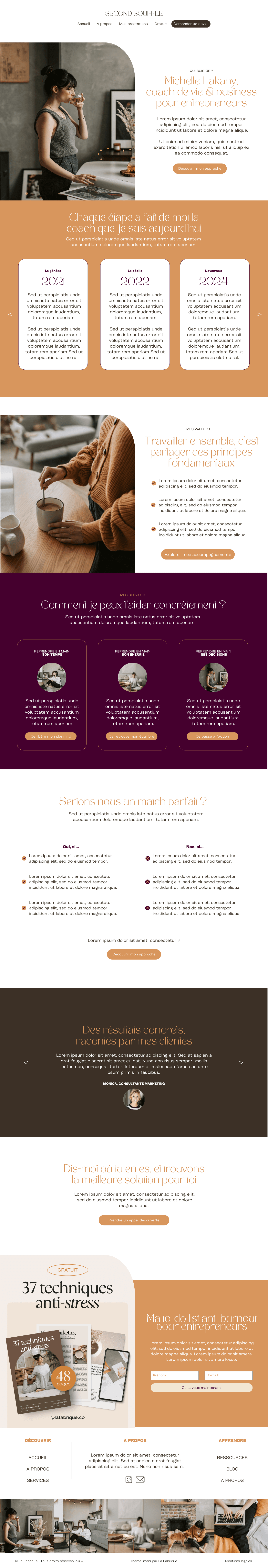 Page À propos du modèle de site Michelle pour coachs bien-être et thérapeutes