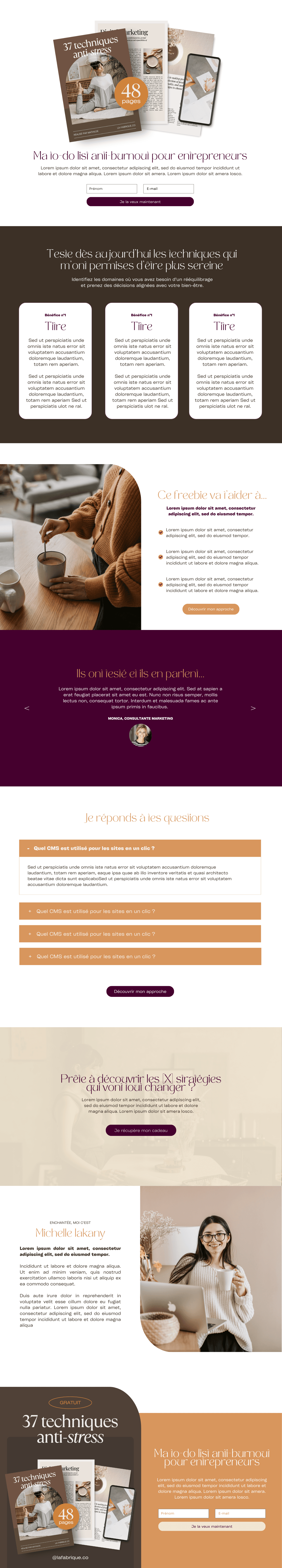 Page Freebie du modèle de site Michelle pour coachs bien-être et thérapeutes